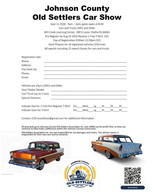 Johnson County Old Settlers Show event at Mill Creek Learning Center in Olathe, KS on September 12, 2026