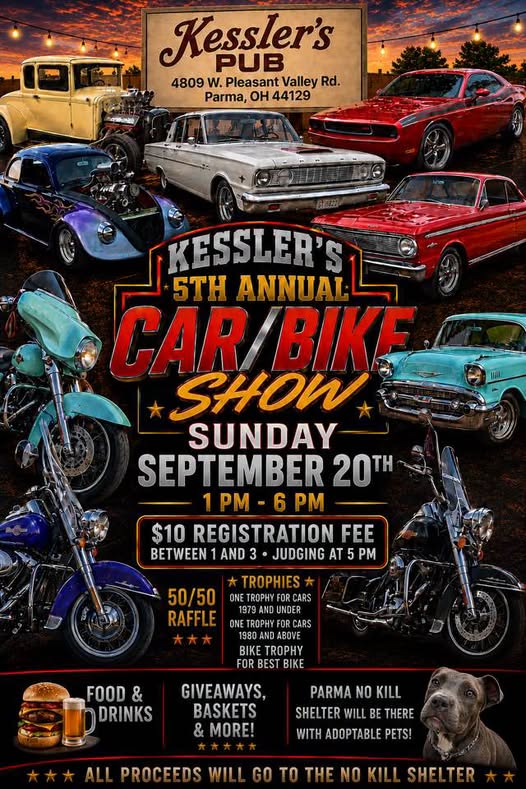Kessler's 5th Annual Car / Bike Show event at Kessler's Pub in Parma, OH on September 20, 2026