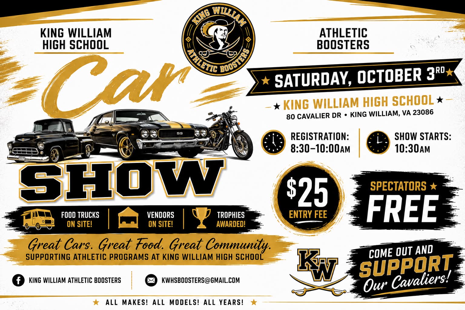 King William High School Car Show event at King William High School in King William, VA on October 3, 2026
