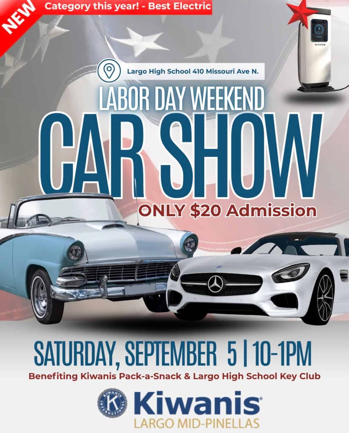 Kiwanis Pack-a-Snack Labor Day Weekend Car Show event at Largo High School in Largo, FL on September 5, 2026