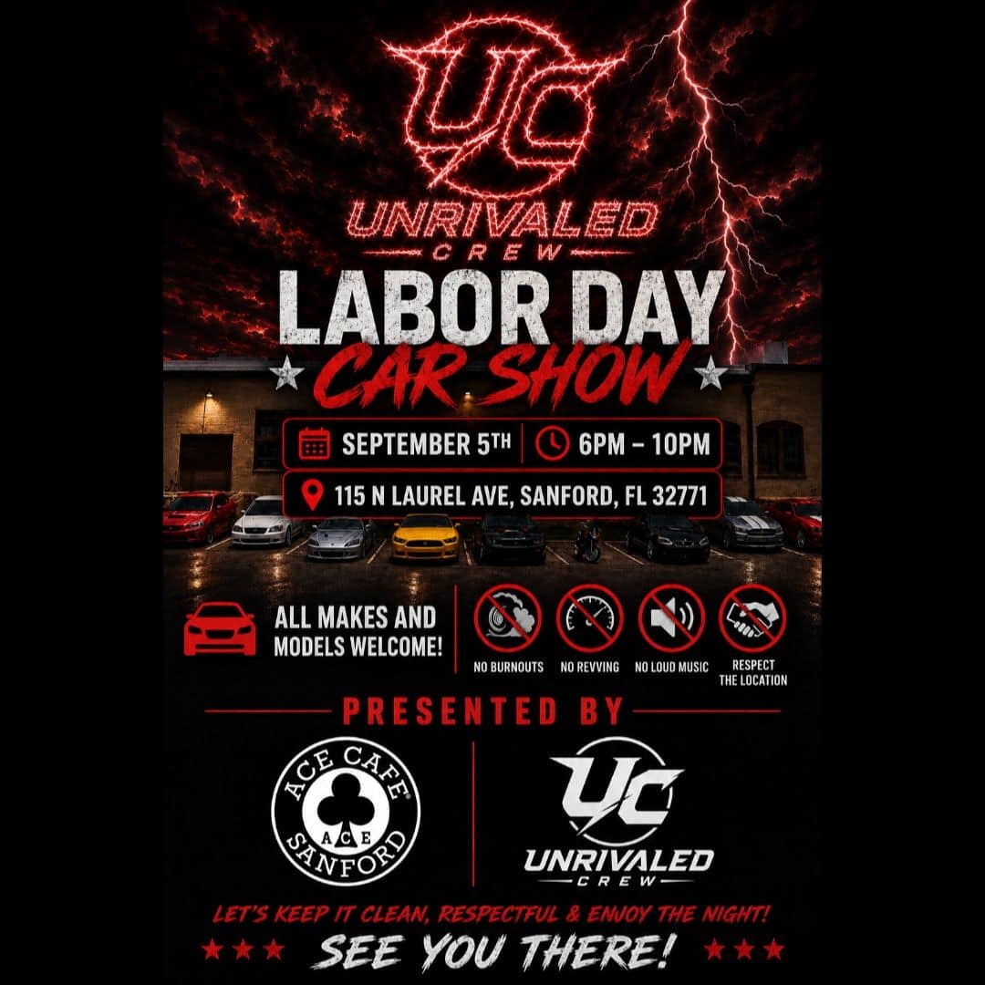 Labor Day Car Show at Ace Cafe Sanford event at Ace Cafe Sanford in Sanford, FL on September 5, 2026
