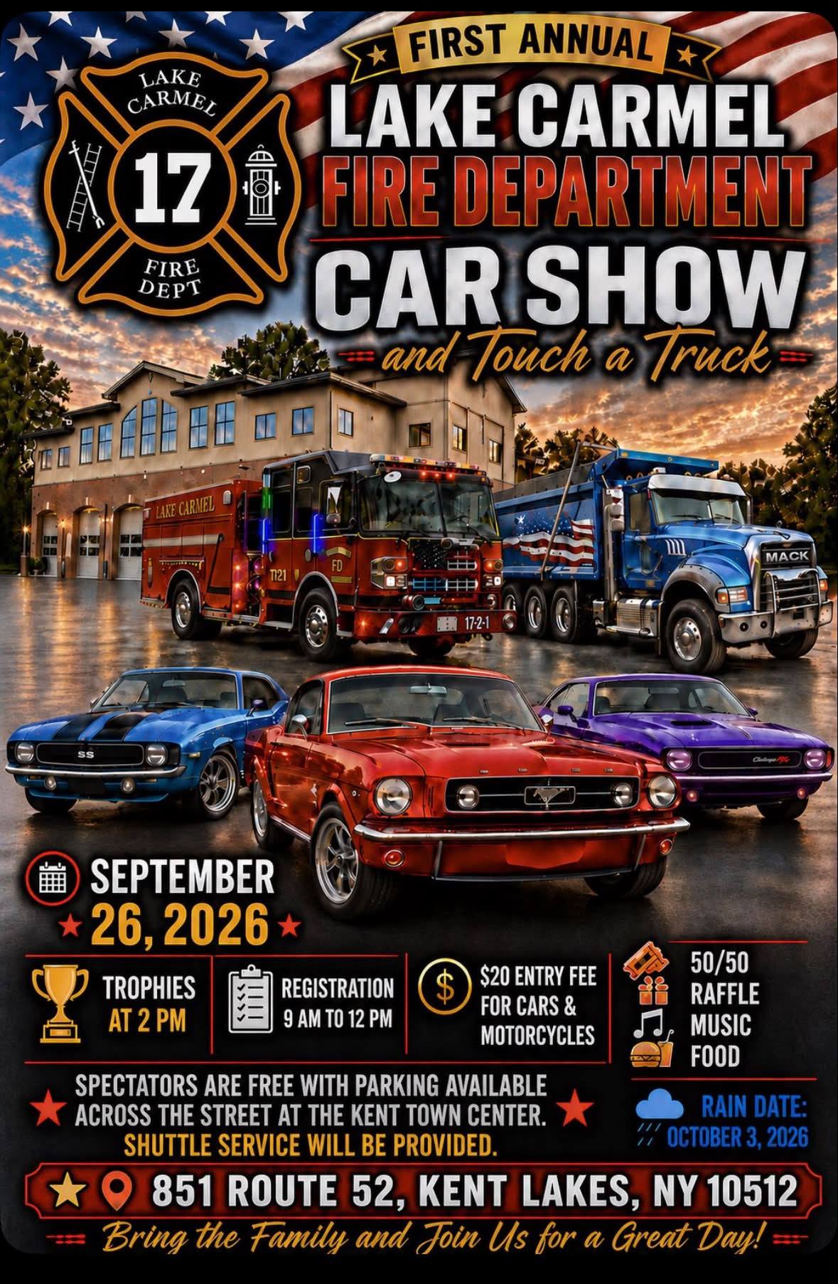 Lake Carmel Fire Department Car Show event at 851 Route 52 in Kent Lakes, NY on September 26, 2026