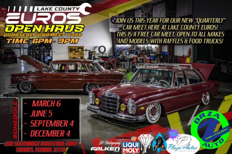 Lake County Euros Open Haus Quarterly Car Meet car show in Tavares, FL