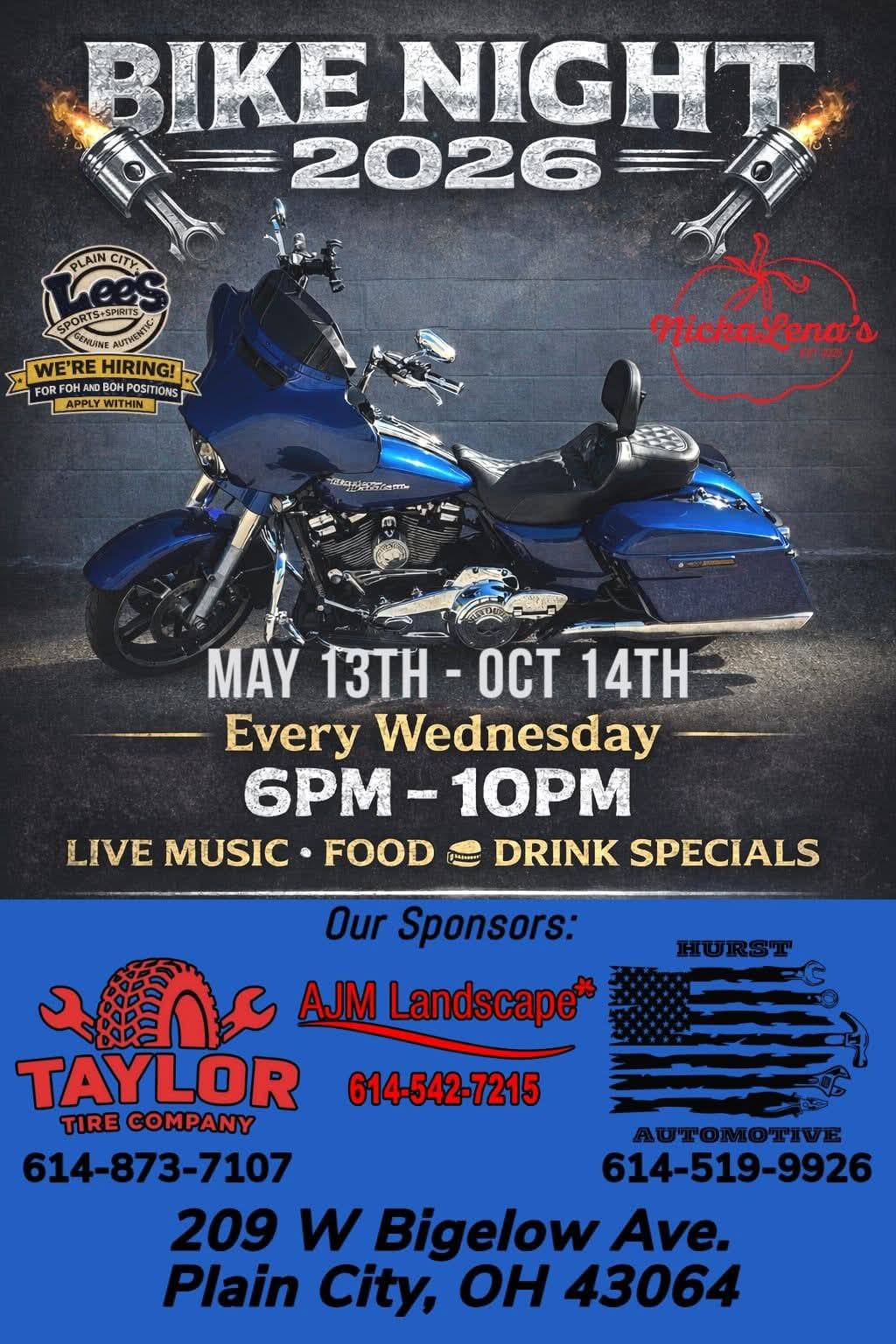 Lee's Sports and Spirits Bike Night event at Lee's Sports and Spirits in Plain City, OH on August 12, 2026
