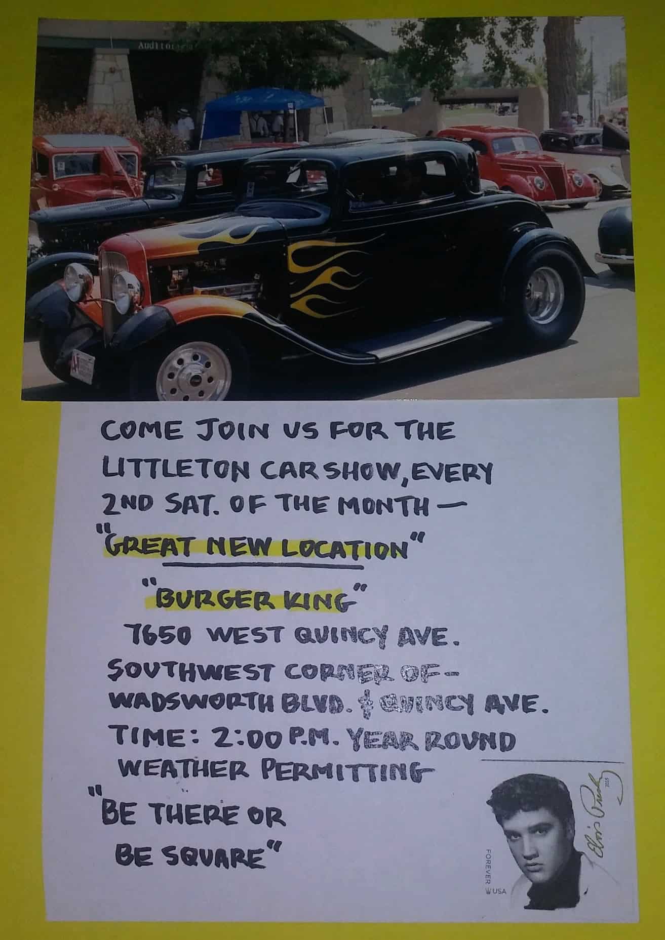 Littleton Car Show event at Burger King in Denver, CO on August 8, 2026