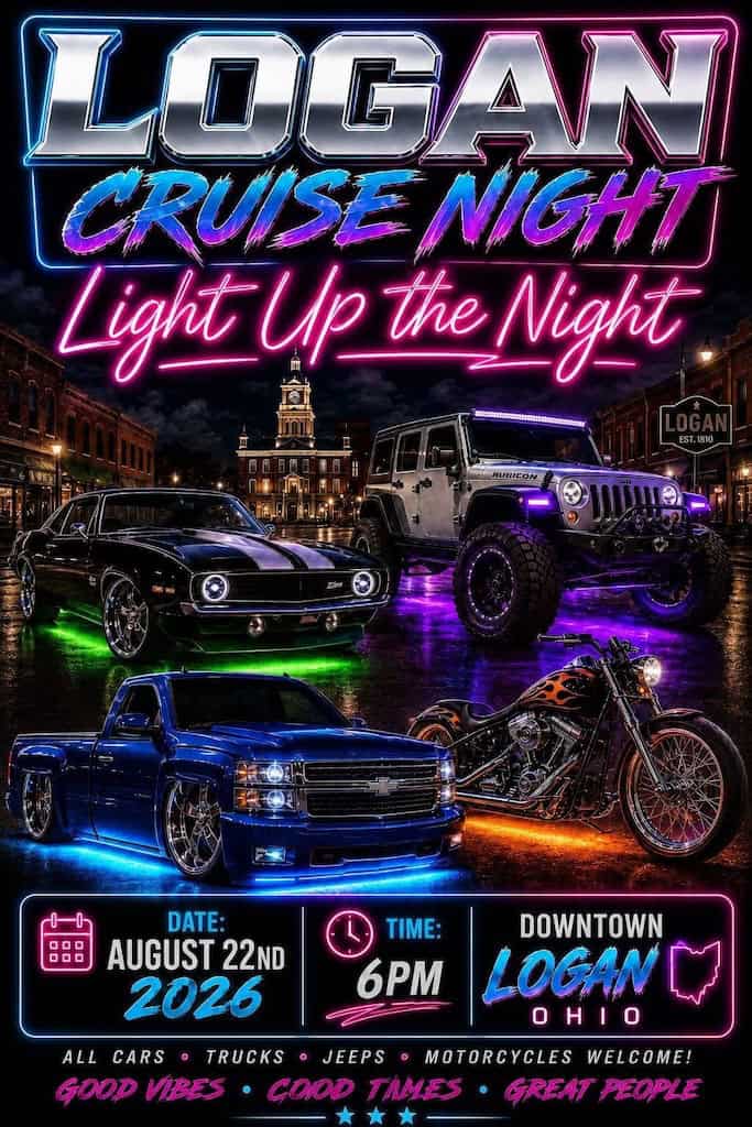 Logan Cruise Night event at Downtown Logan in Logan, OH on August 22, 2026