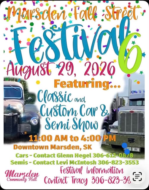 Marsden Fall Street Festival 6 event at Downtown Marsden in Marsden, SK on August 20, 2026