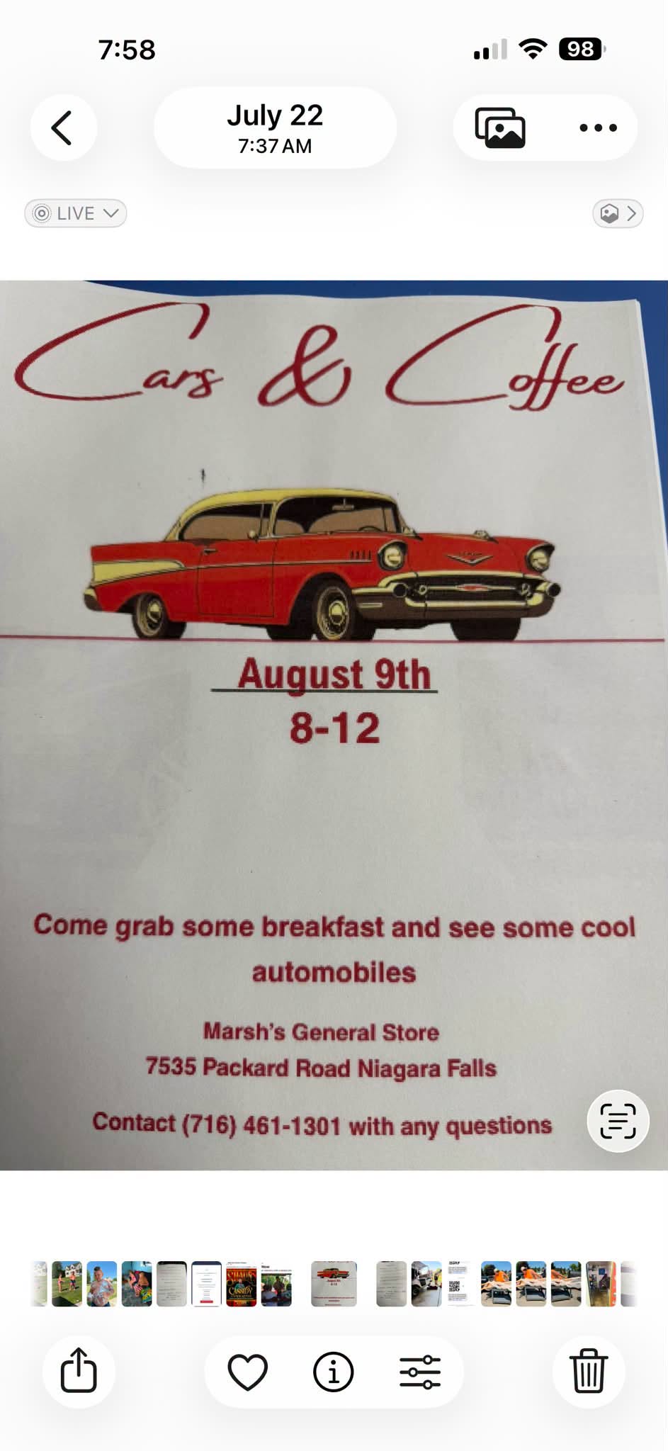 Marsh's General Store Cars & Coffee event at Marsh's General Store in Niagara Falls, NY on August 9, 2026