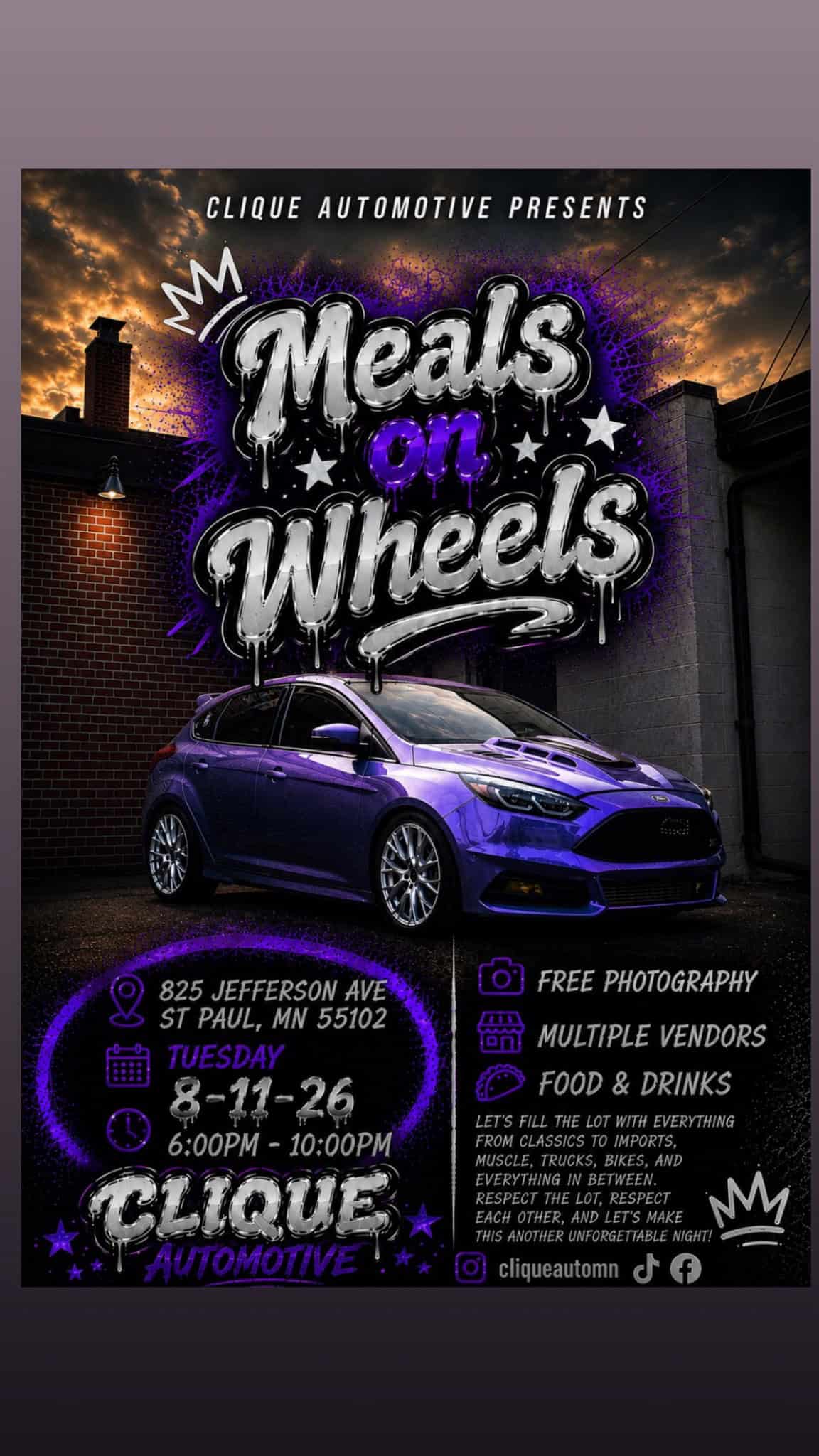 Meals on Wheels by Clique Automotive event at Saint Paul Tap in St. Paul, MN on August 11, 2026