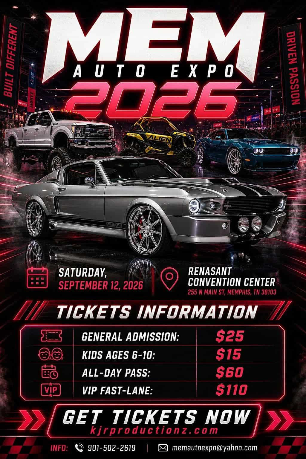 Mem Auto Expo 2026 event at Renasant Convention Center in Memphis, TN on September 12, 2026