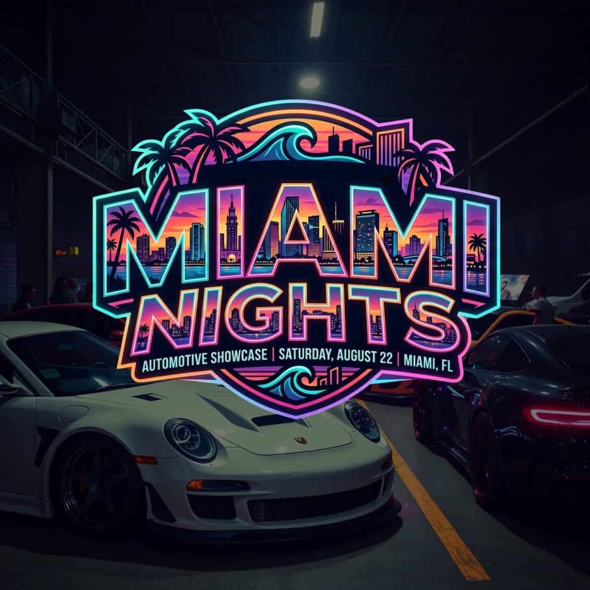 Miami Nights Automotive Showcase event at 50 NE 75th St in Miami, FL on August 22, 2026
