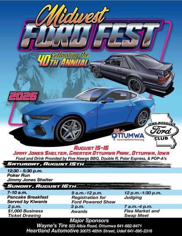 Midwest Ford Fest 40th Annual event at Jimmy Jones Shelter, Greater Ottumwa Park in Ottumwa, IA on August 16, 2026