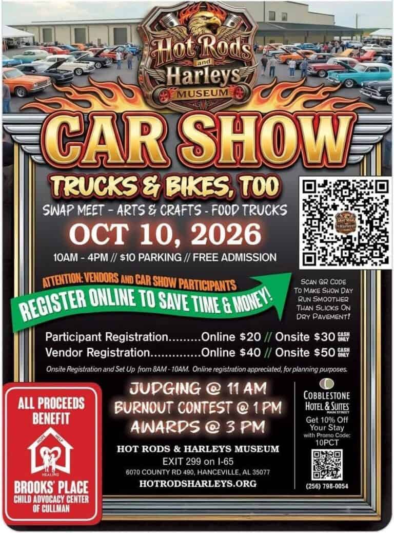 Hot Rods and Harleys Museum Car Show car show in Hanceville, AL