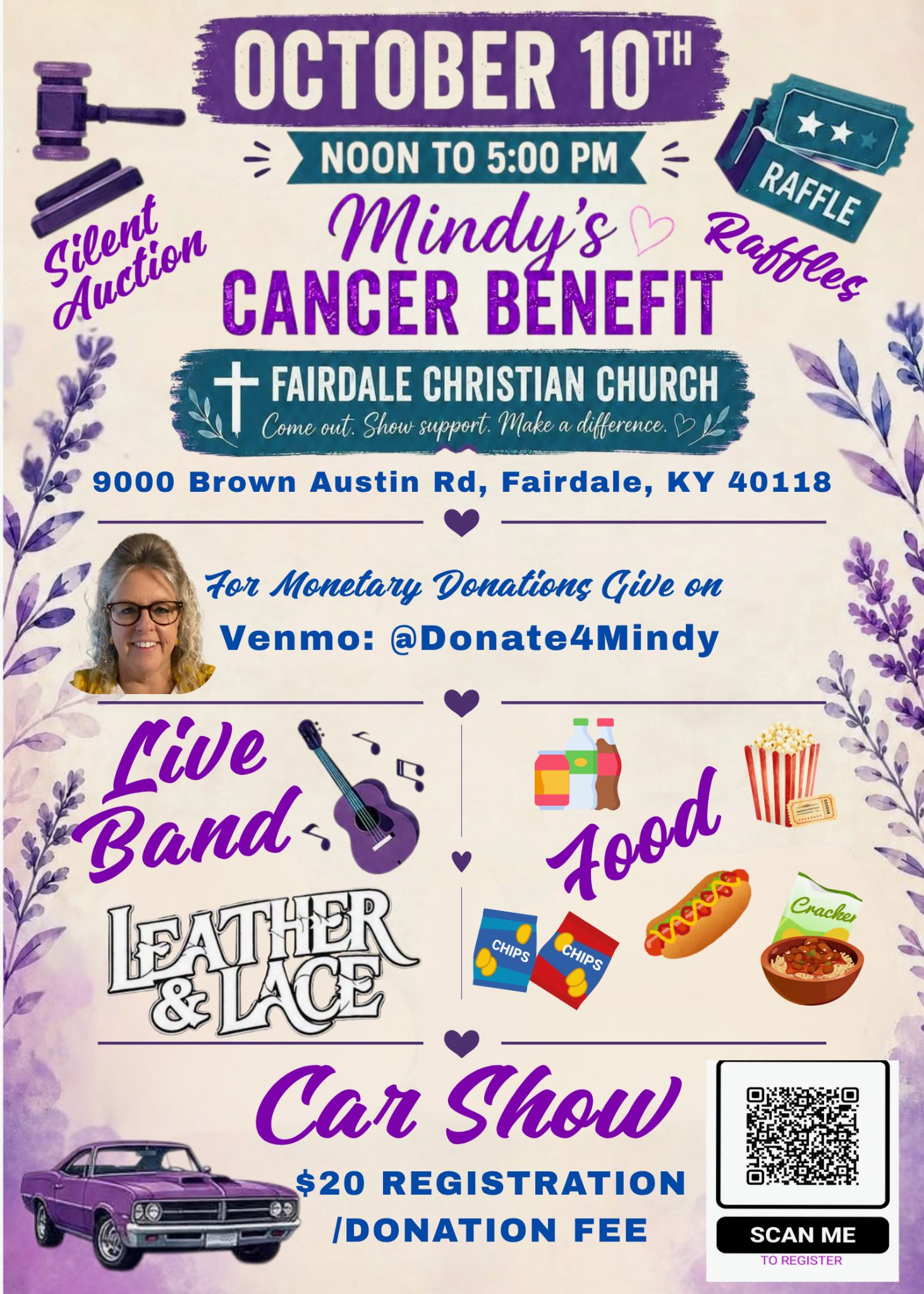 Mindy's Cancer Benefit Car Show event at Fairdale Christian Church in Fairdale, KY on October 10, 2026