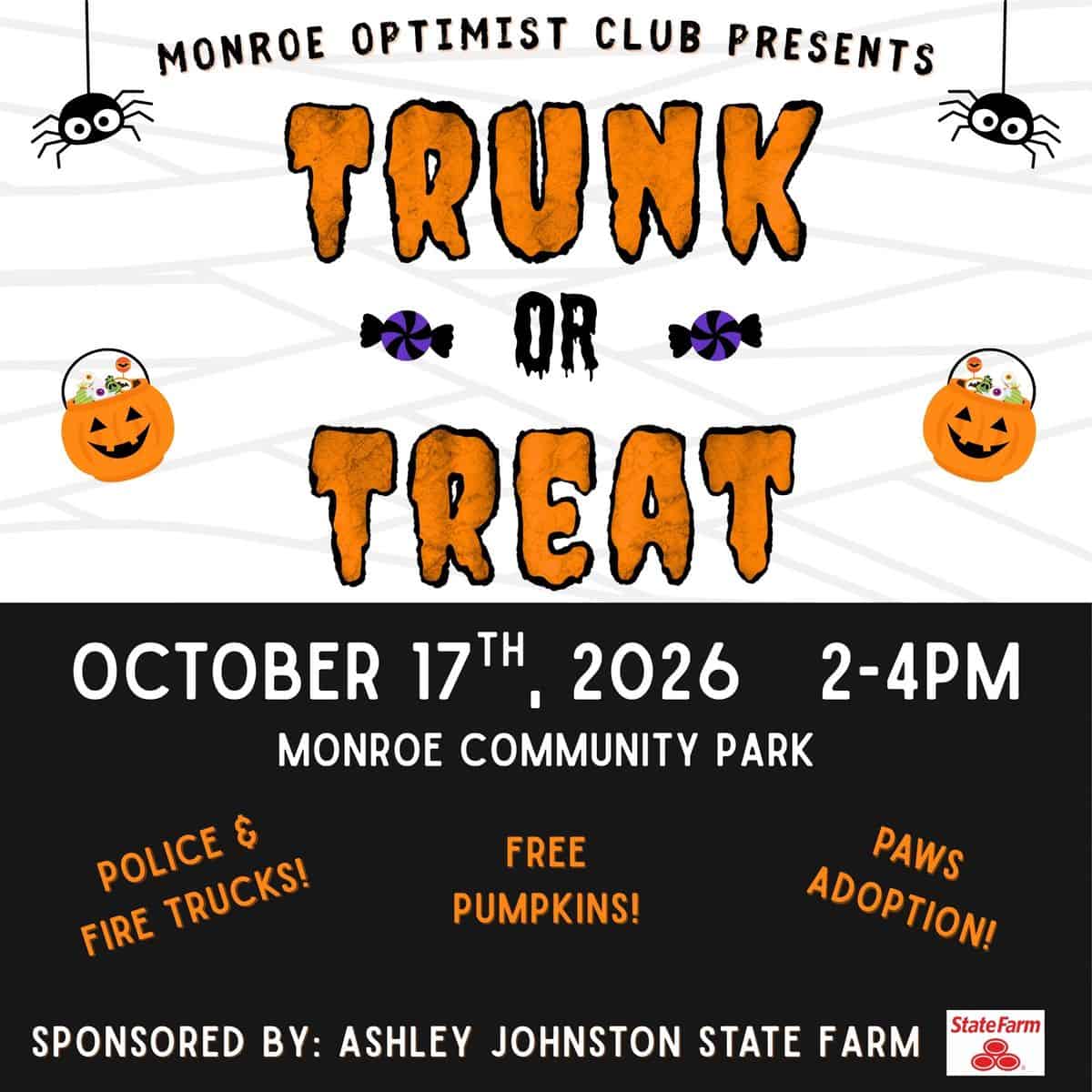 Monroe Optimist Club Trunk or Treat event at Monroe Community Park in Monroe, OH on October 17, 2026