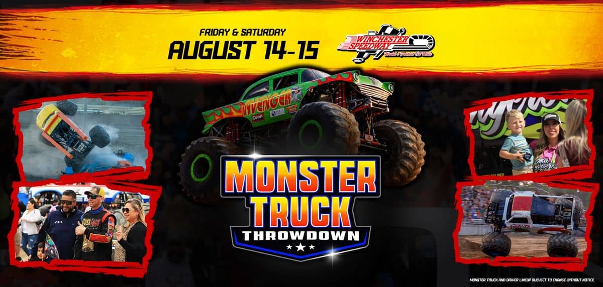 Monster Truck Throwdown event at Winchester Speedway in Winchester, IN on August 14, 2026