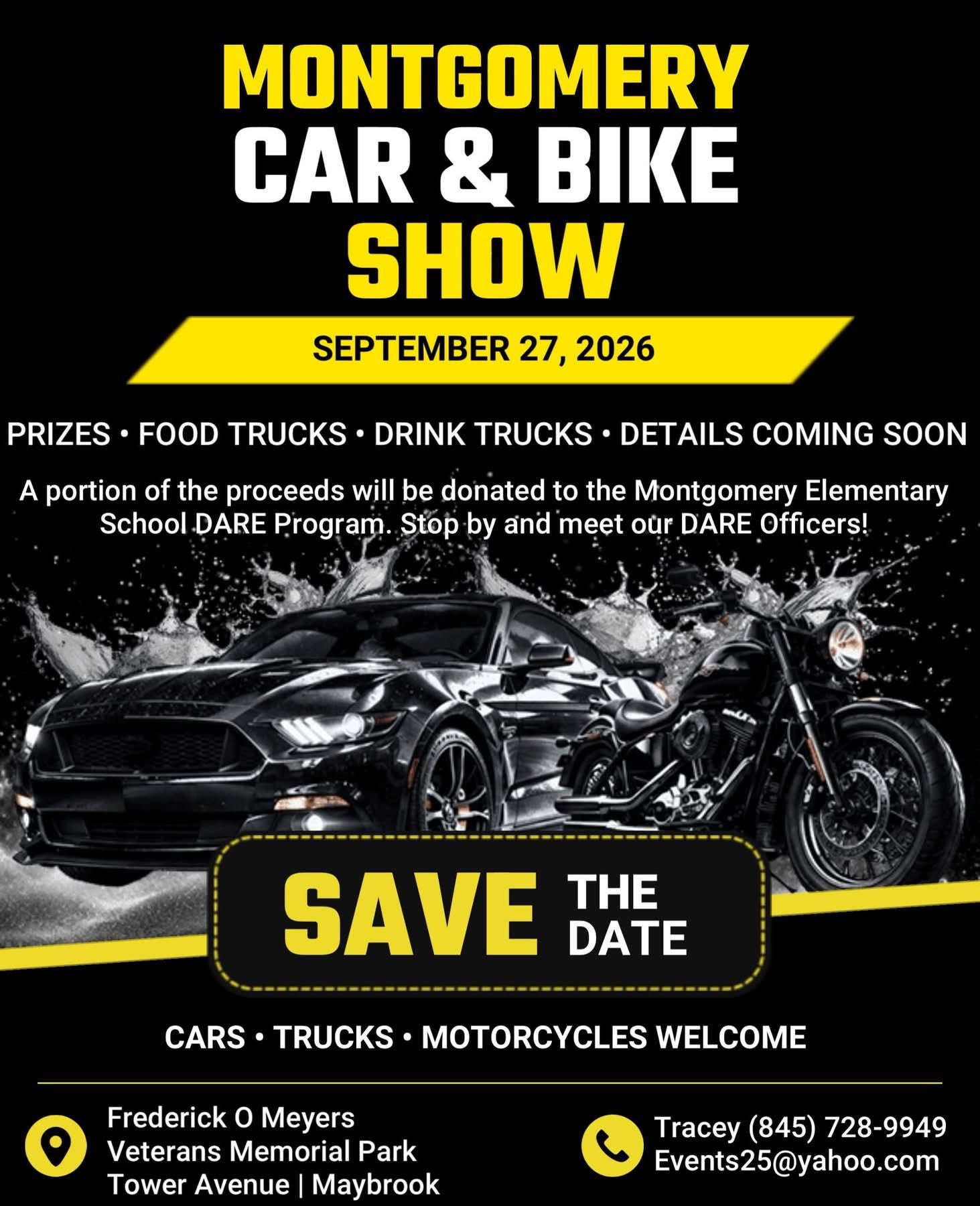 Montgomery Car & Bike Show event at Frederick O Meyers Veterans Memorial Park in Maybrook, NY on September 27, 2026