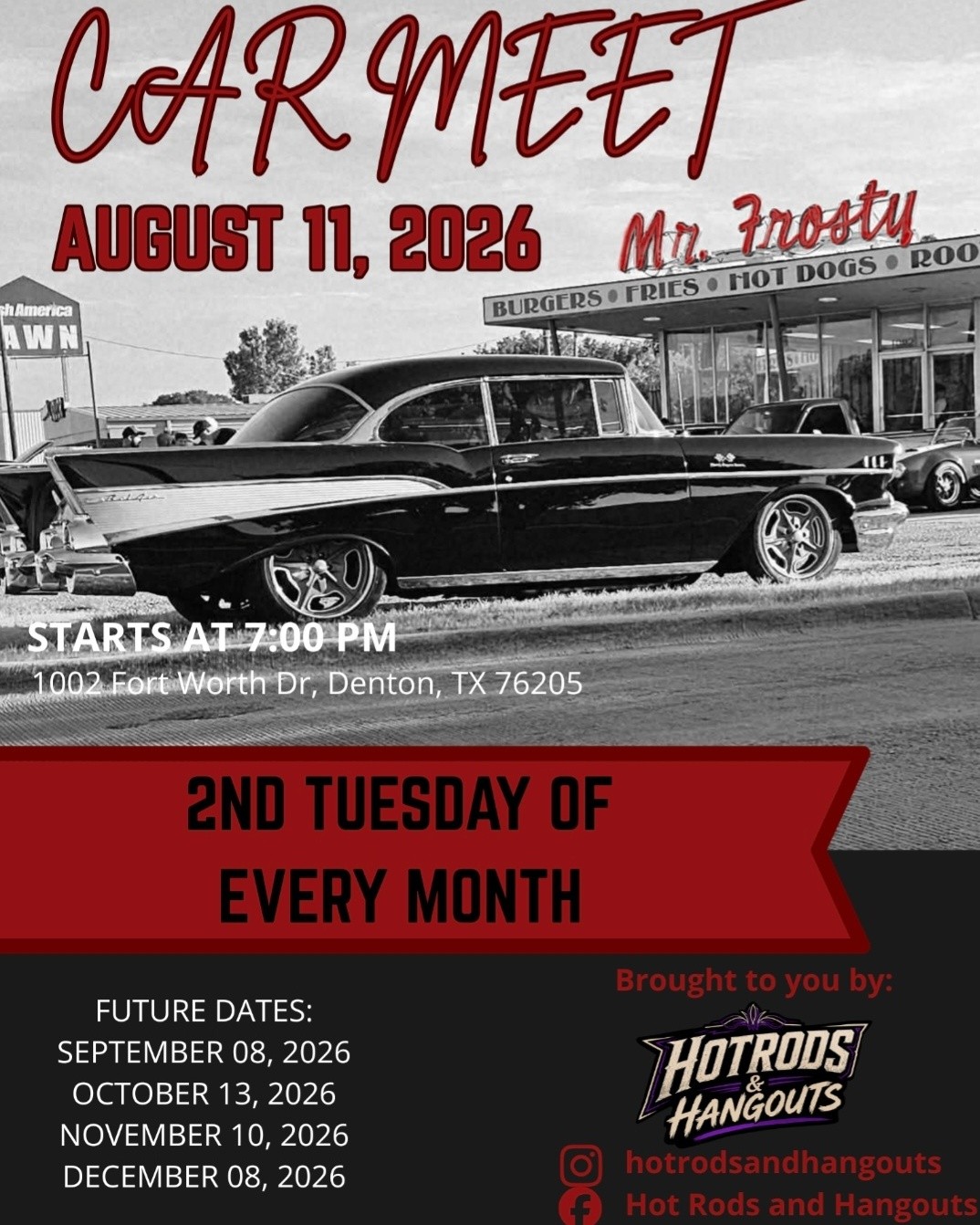 Mr. Frosty Car Meet event at Mr. Frosty in Denton, TX on September 8, 2026