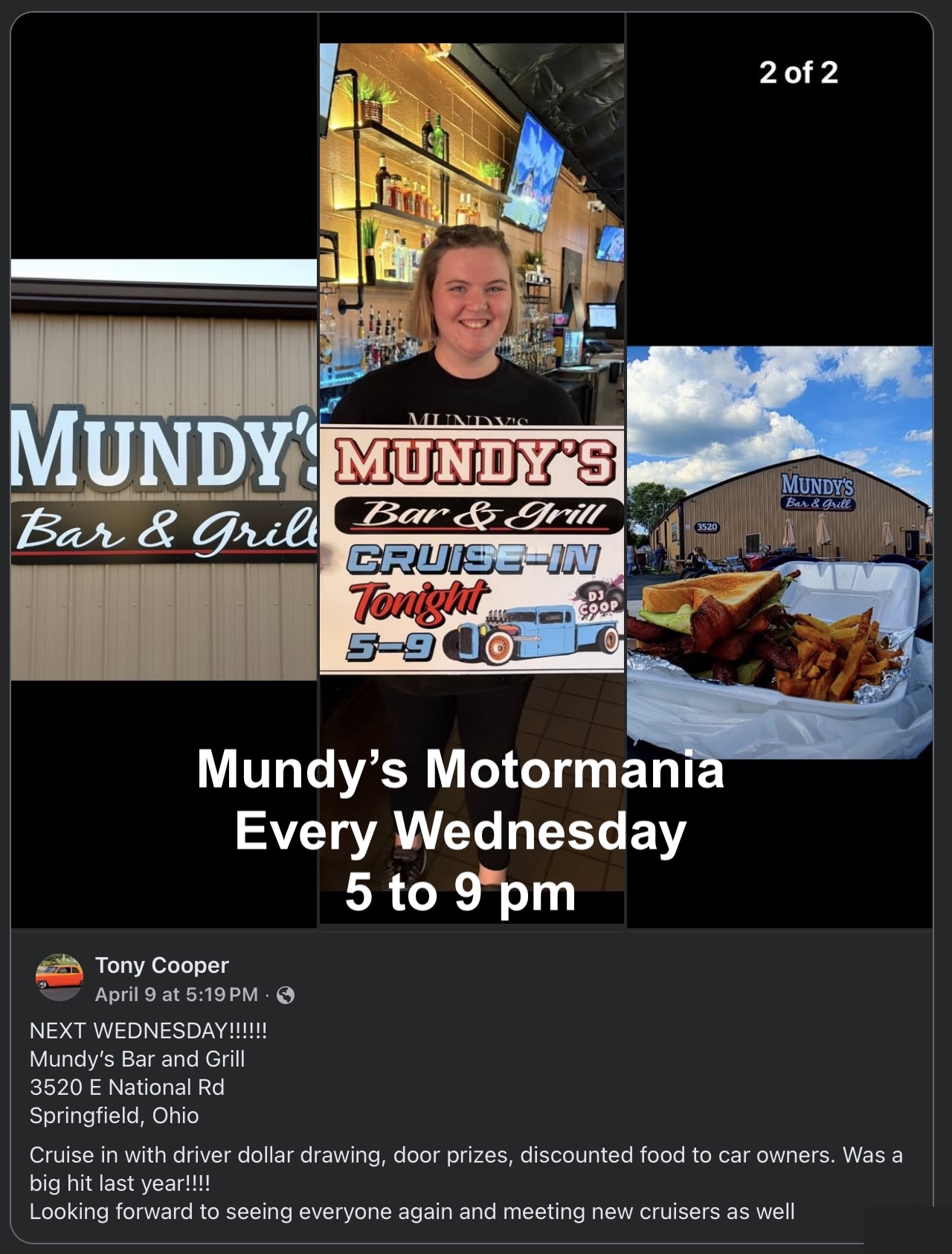Mundy's Motormania event at Mundy's Bar and Grill in Springfield, OH on August 12, 2026
