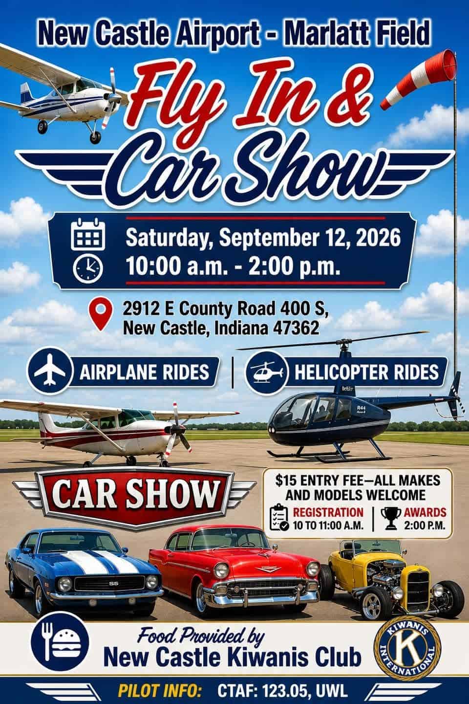 New Castle Airport Fly in & Car Show event at New Castle Airport - Marlatt Field in New Castle, IN on September 12, 2026