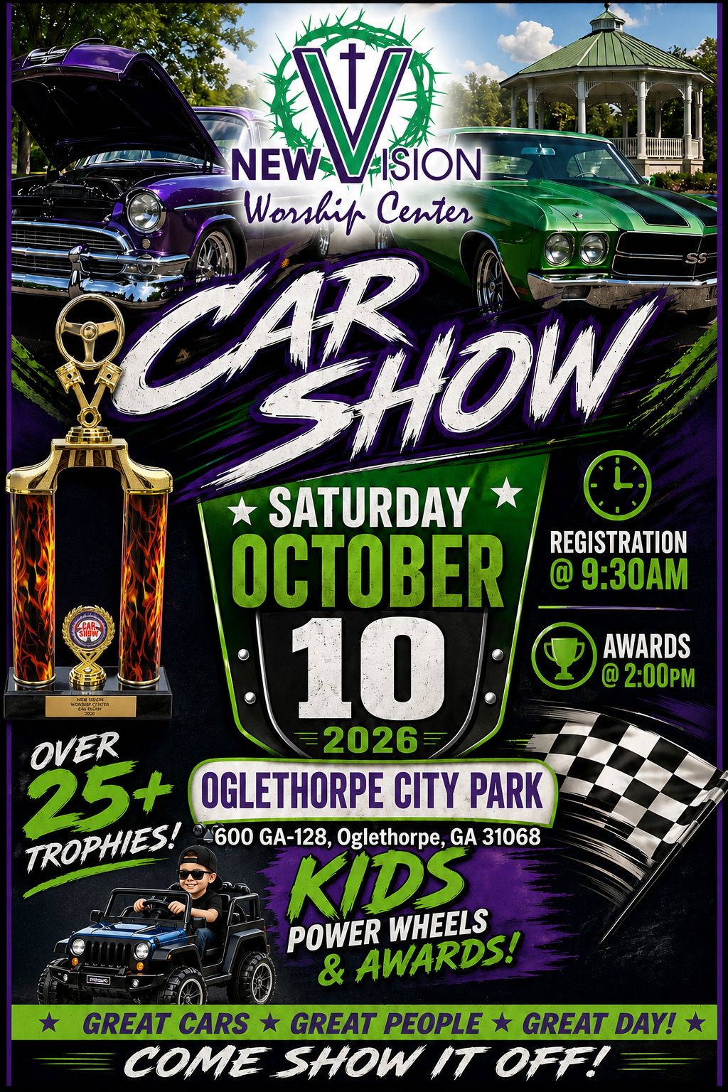 New Vision Worship Center Car Show event at Oglethorpe City Park in Oglethorpe, GA on October 10, 2026