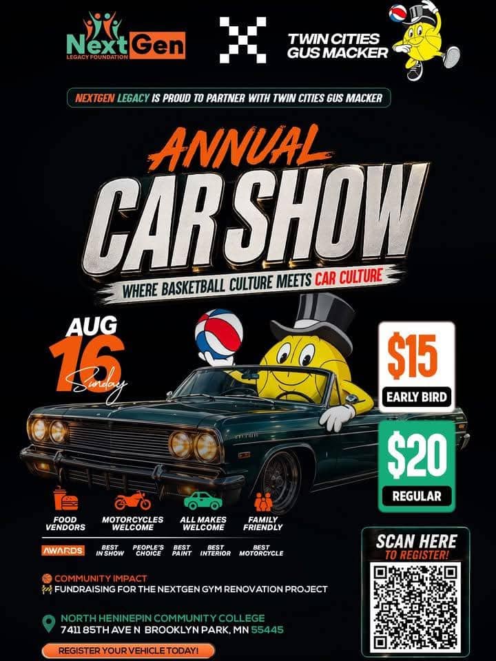 NextGen Car Show event at North Hennepin Community College in Brooklyn Park, MN on August 16, 2026