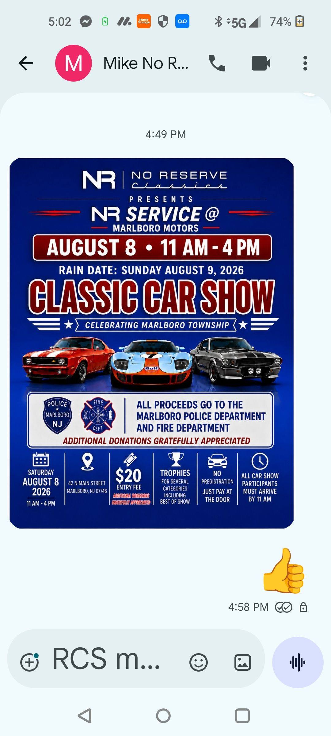 No Reserve Classic Car Show event at Marlboro Motors in Marlboro, NJ on August 8, 2026