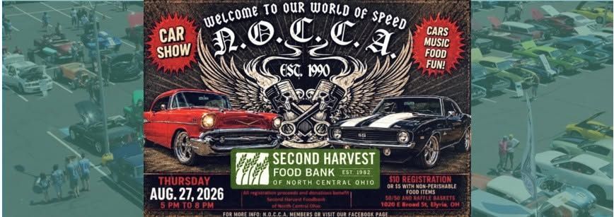 N.O.C.C.A. Car Show event at Second Harvest Food Bank of North Central Ohio in Reynolds, OH on August 27, 2026