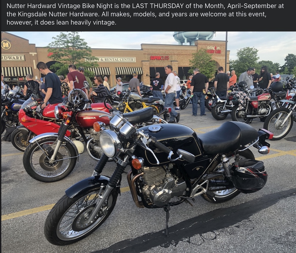 Nutter Hardware Vintage Bike Night event at Kingsdale Nutter Hardware in Upper Arlington, OH on August 27, 2026