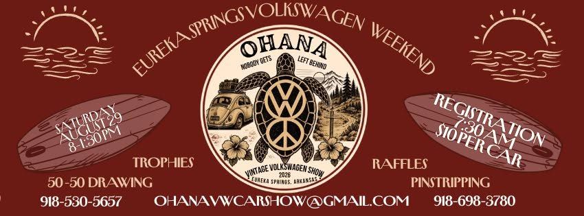 Ohana VW Car Show event at Eureka Springs Harley-Davidson in Eureka Springs, AR on August 29, 2026