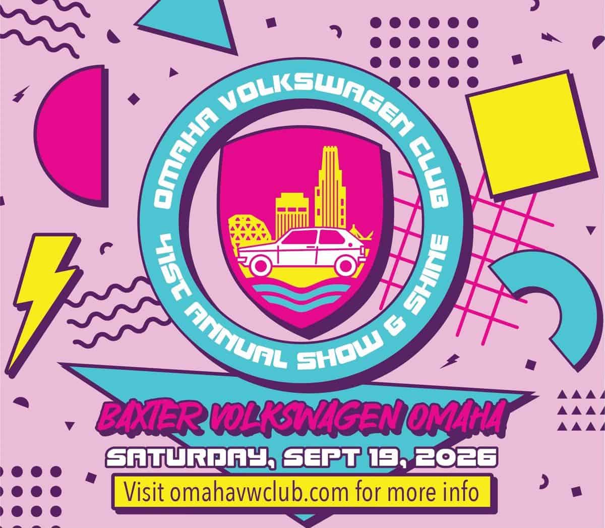 Omaha Volkswagen Club 45th Annual Show & Shine event at Baxter Volkswagen Omaha in Omaha, NE on September 13, 2026