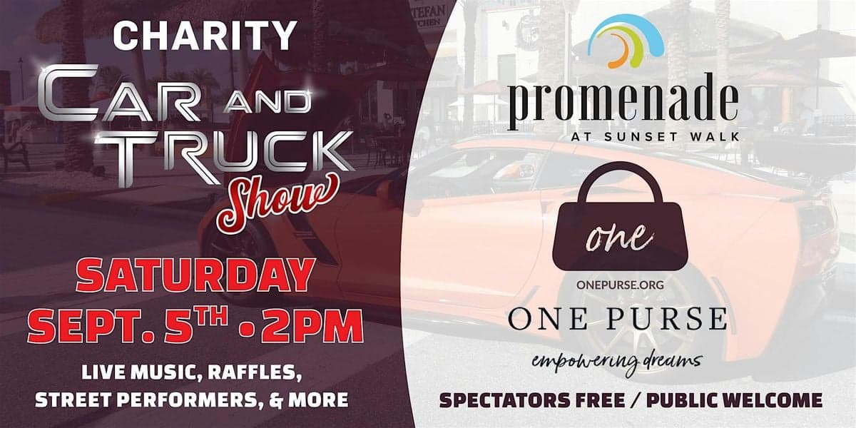 One Purse Charity Car and Truck Show event at Promenade at Sunset Walk in Kissimmee, FL on September 5, 2026
