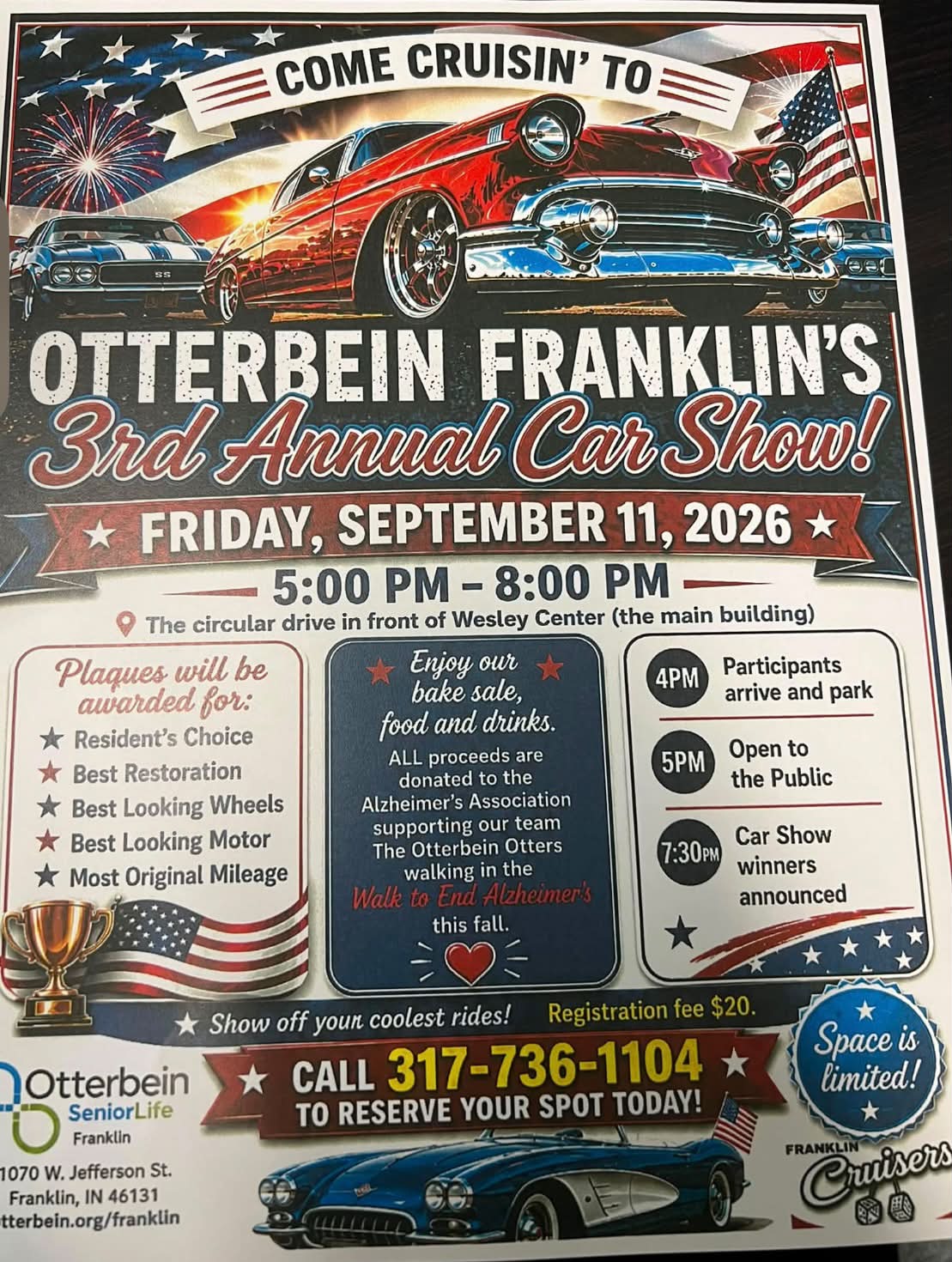 Otterbein Franklin's 3rd Annual Car Show event at Otterbein Franklin in Franklin, IN on September 11, 2026