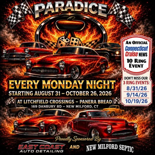 Paradice Classic Cruisers Cruise-In event at Litchfield Crossings - Panera Bread in New Milford, CT on August 18, 2026