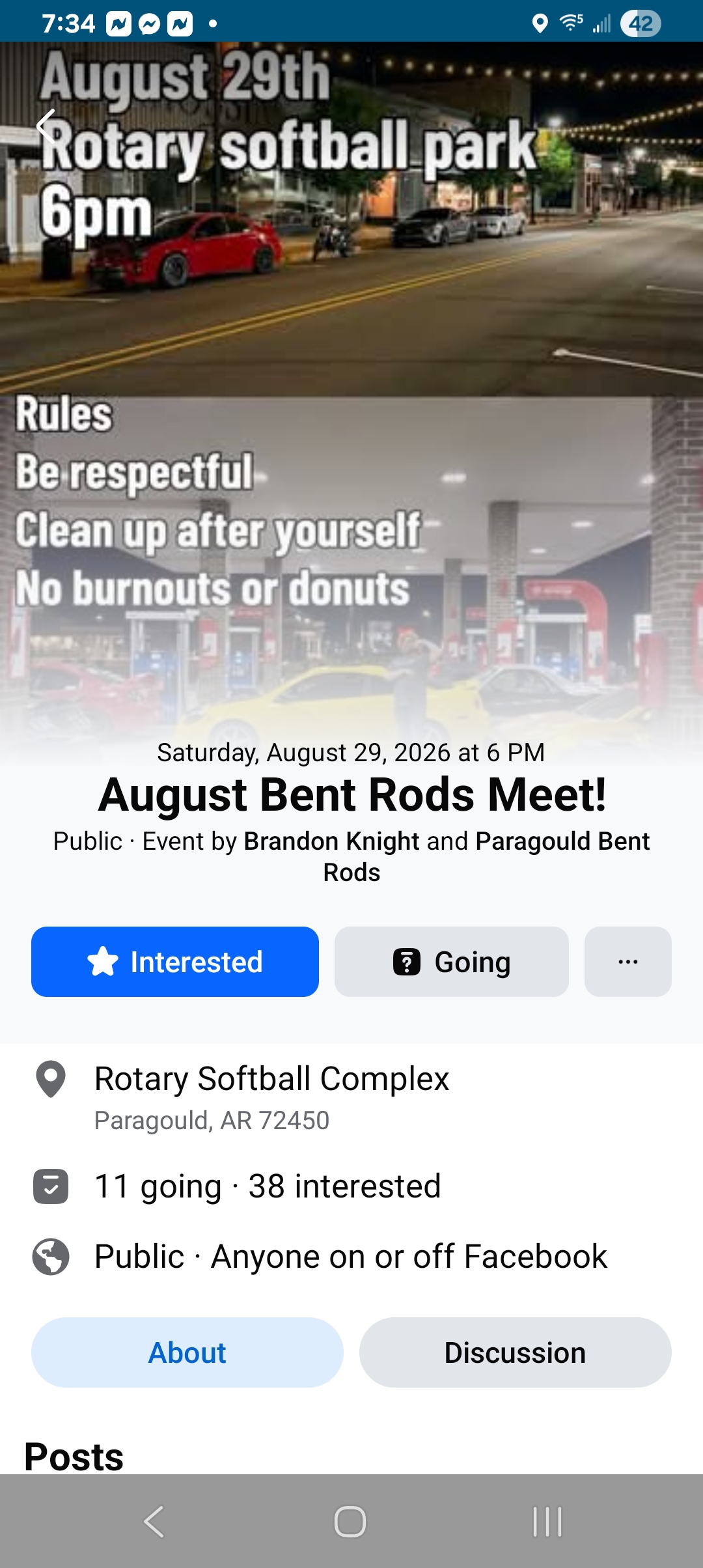 Paragould Bent Rods August Bent Rods Meet event at Rotary Softball Complex in Paragould, AR on August 29, 2026