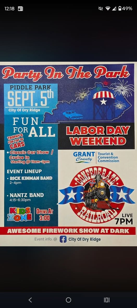 Party in the Park event at Piddle Park in Dry Ridge, KY on September 5, 2026