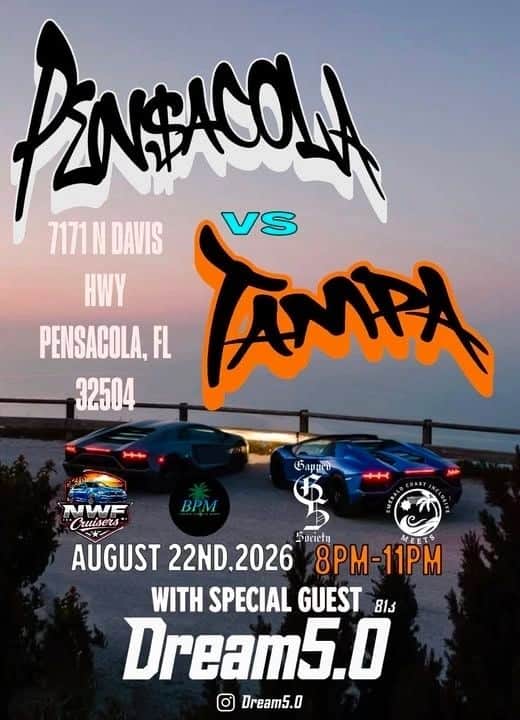 Pensacola vs Tampa event at 7171 N Davis Hwy in Pensacola, FL on August 22, 2026