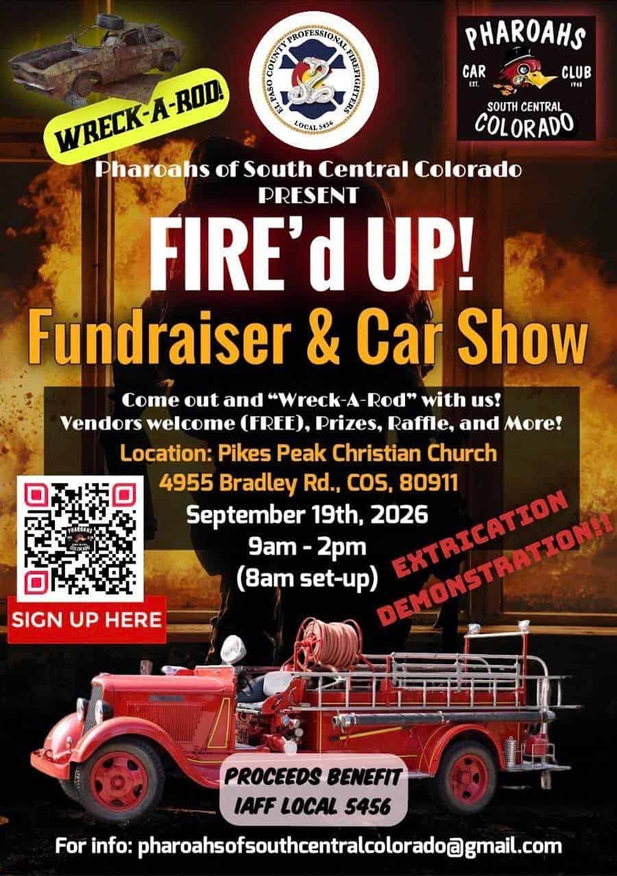 Pharaohs of South Central Colorado FIRE'd up! Fundraiser & Car Show event at Pikes Peak Christian Church in Colorado Springs, CO on September 19, 2026