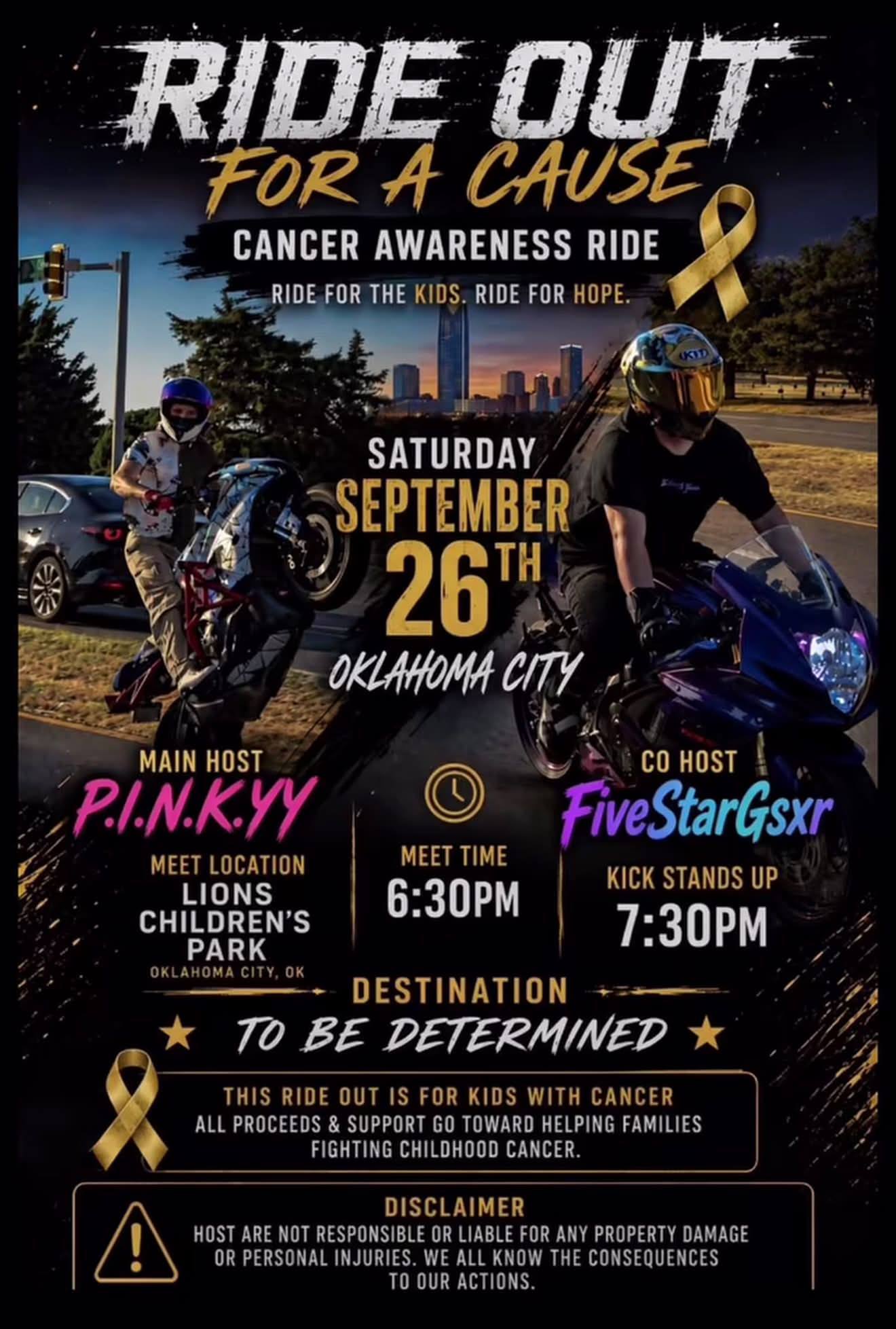 P.I.N.K.Y Cancer Awareness Ride event at Lions Children's Park in Oklahoma City, OK on September 26, 2026