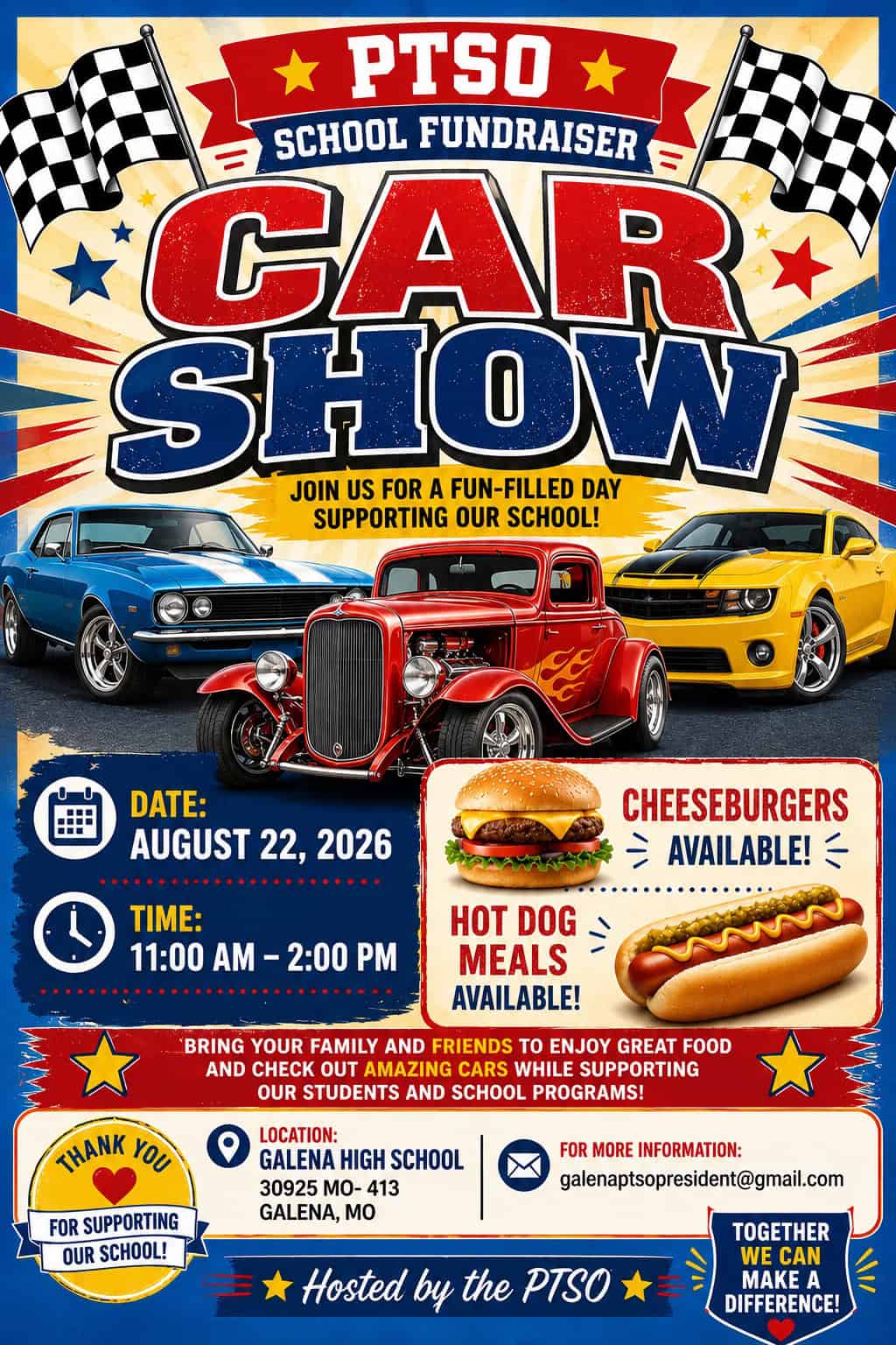 PTSO Car Show event at Galena High School in Galena, MO on August 22, 2026