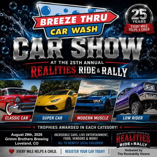 Realities Ride & Rally Car Show event at Grimm Brothers Brewing in Loveland, CO on August 29, 2026