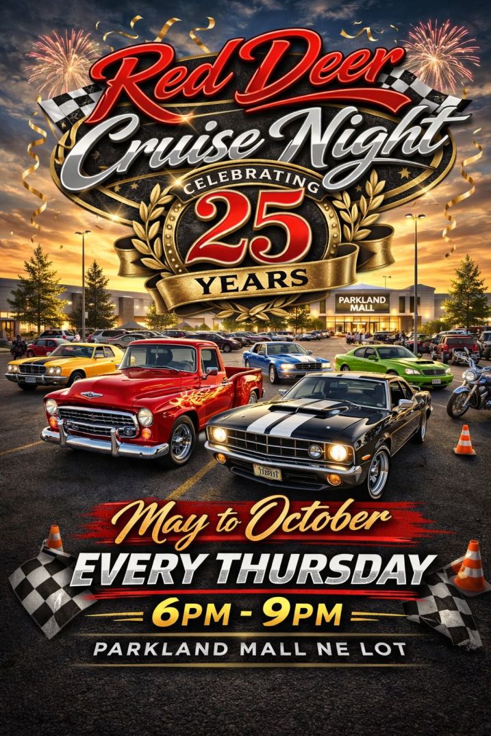 Red Deer Cruise Night event at Parkland Mall NE Lot in Red Deer, AB on August 13, 2026