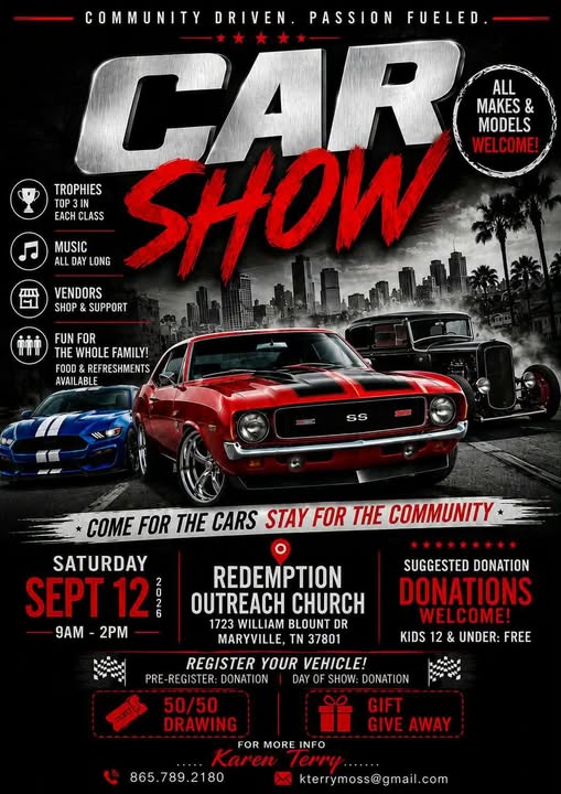 Redemption Outreach Church Car Show event at Redemption Outreach Church in Maryville, TN on September 12, 2026