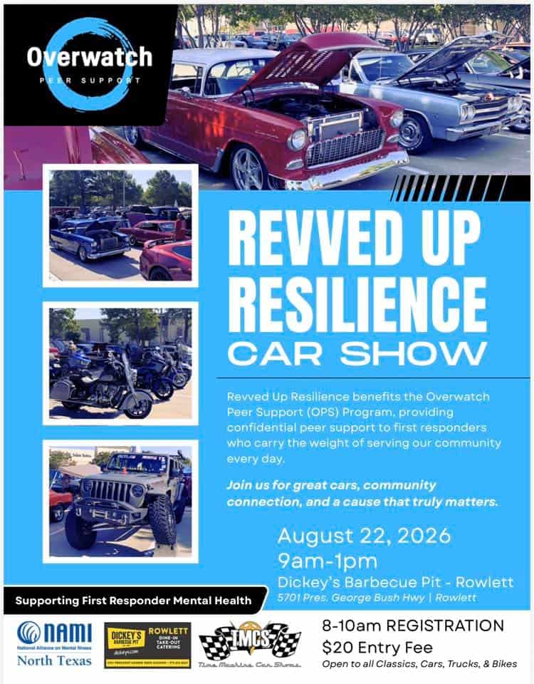 Revved up Resilience Car Show event at Dickey's Barbecue Pit in Rowlett, TX on August 22, 2026