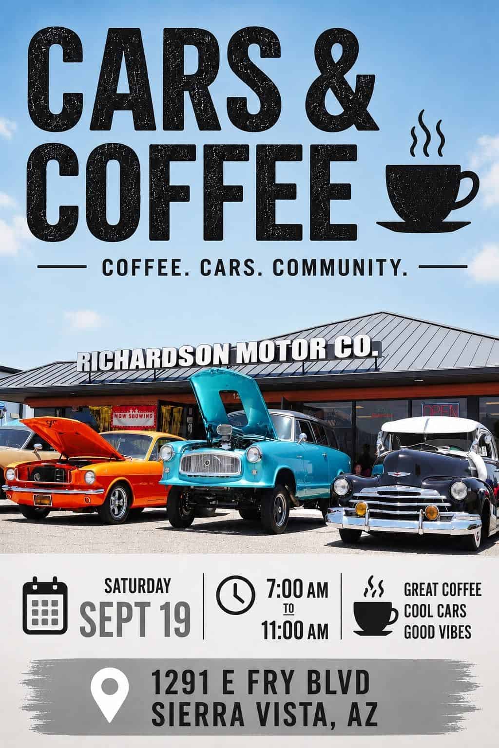Richardson Motor Co. Cars & Coffee event at Richardson Motor Company in Sierra Vista, AZ on September 19, 2026