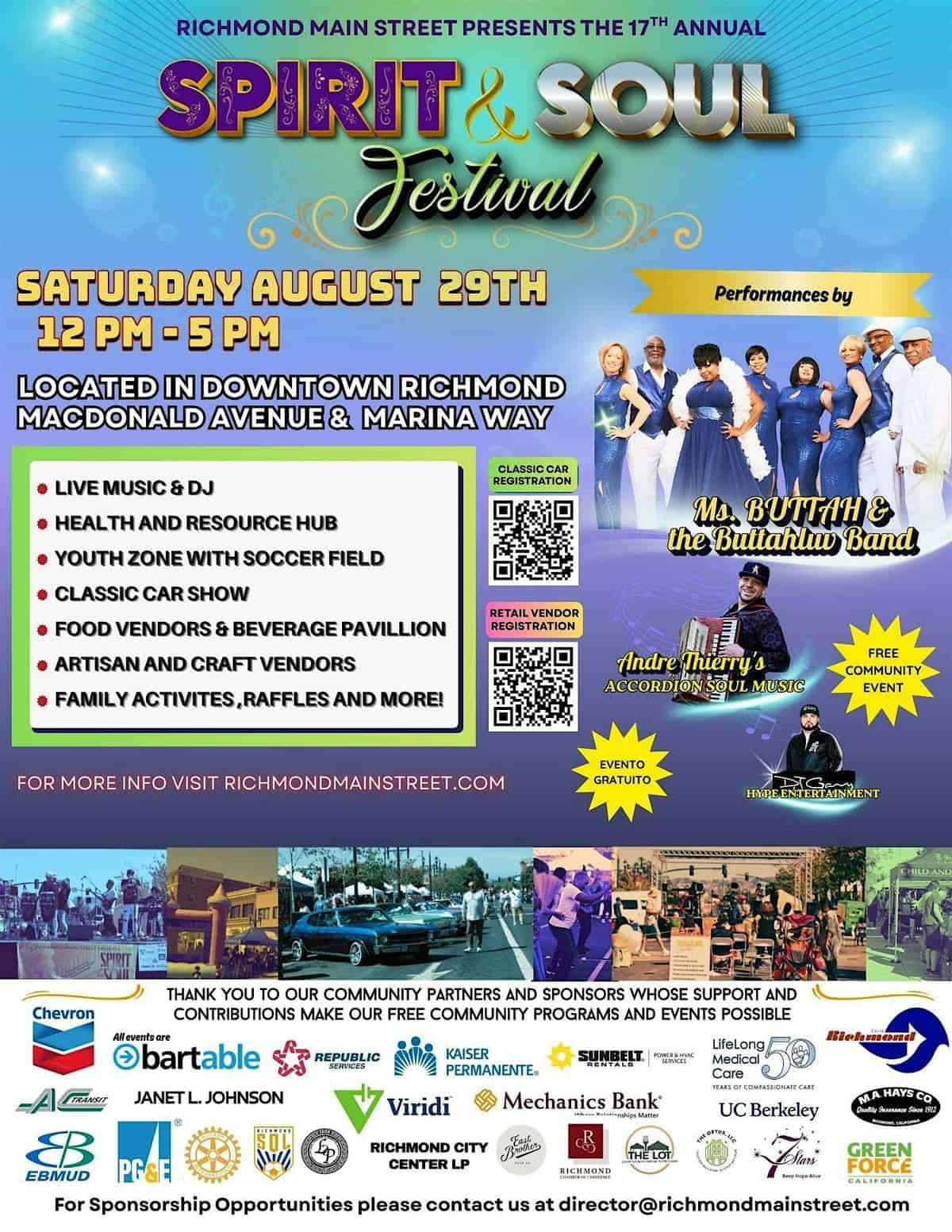 Richmond Main Street Spirit & Soul Festival event at Downtown Richmond in Richmond, CA on August 29, 2026