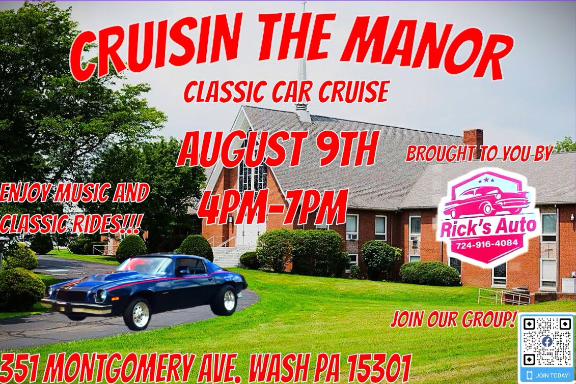 Rick's Auto Cruisin the Manor Classic Car Cruise event at The Manor in Wash, PA on August 9, 2026