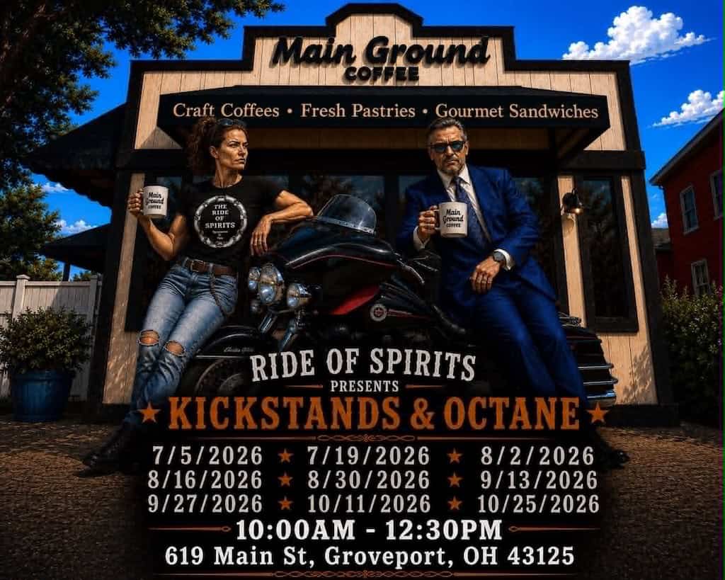 Ride of Spirits Kickstands & Octane event at Main Ground Coffee in Groveport, OH on August 30, 2026
