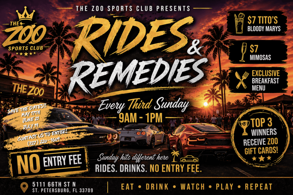 Rides & Remedies event at The Zoo Sports Club in St. Petersburg, FL on August 16, 2026