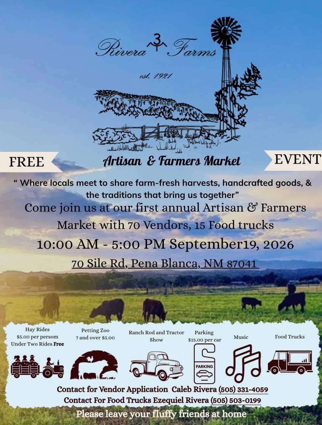Rivera Farms Artisan & Farmers Market event at Rivera Farms in Pena Blanca, NM on September 19, 2026